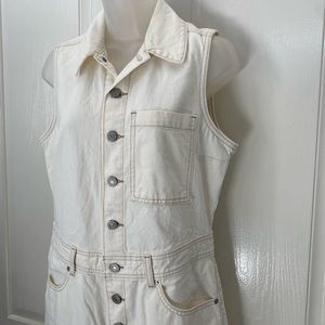 NEW wTag-LEVI’S Cream Denim Button Crop Jumpsuit S